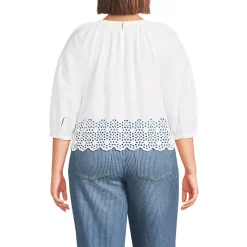 Women's Gathered Eyelet Top