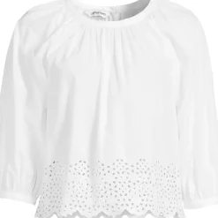 Women's Gathered Eyelet Top
