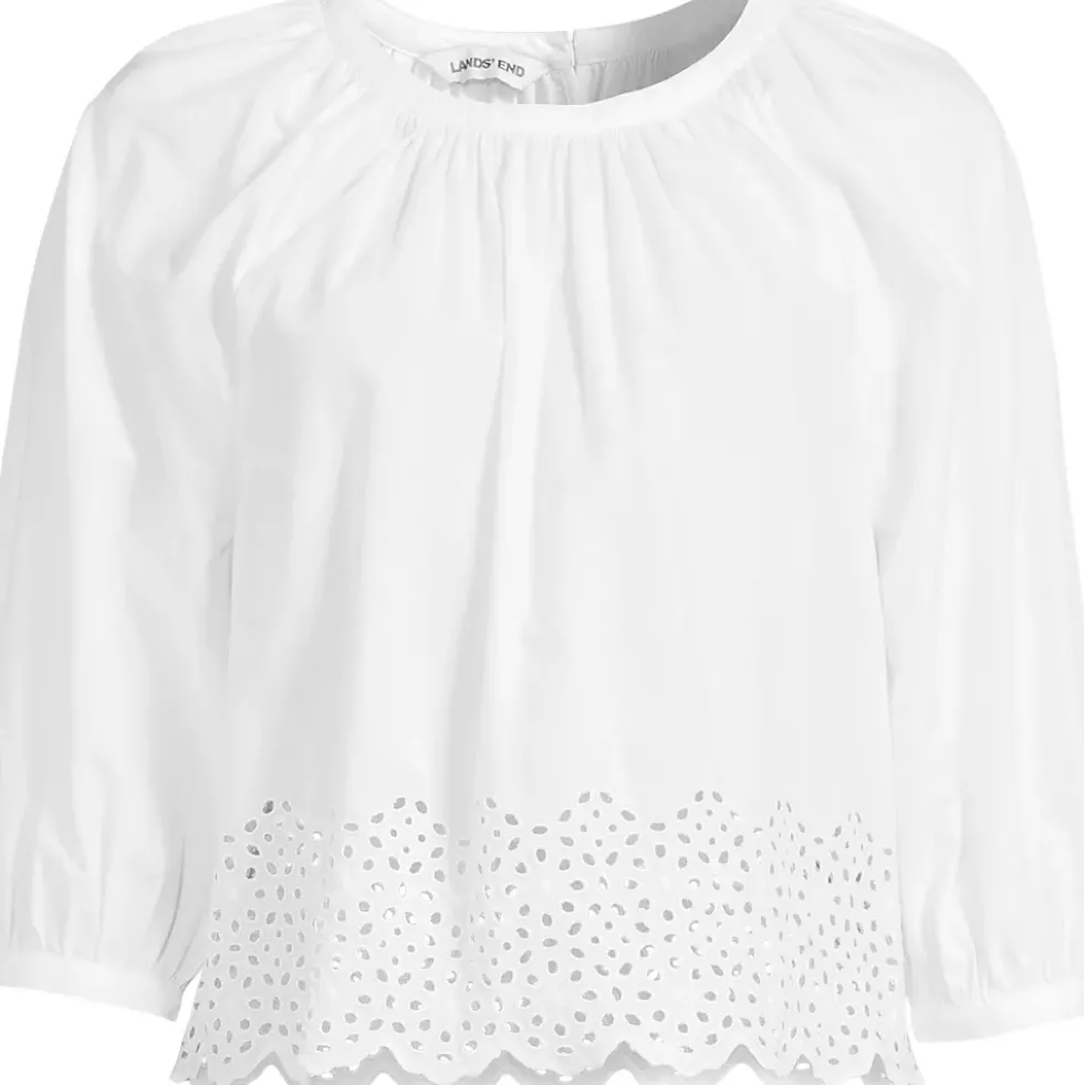 Women's Gathered Eyelet Top