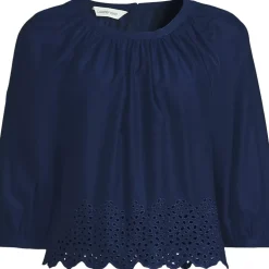 Women's Gathered Eyelet Top