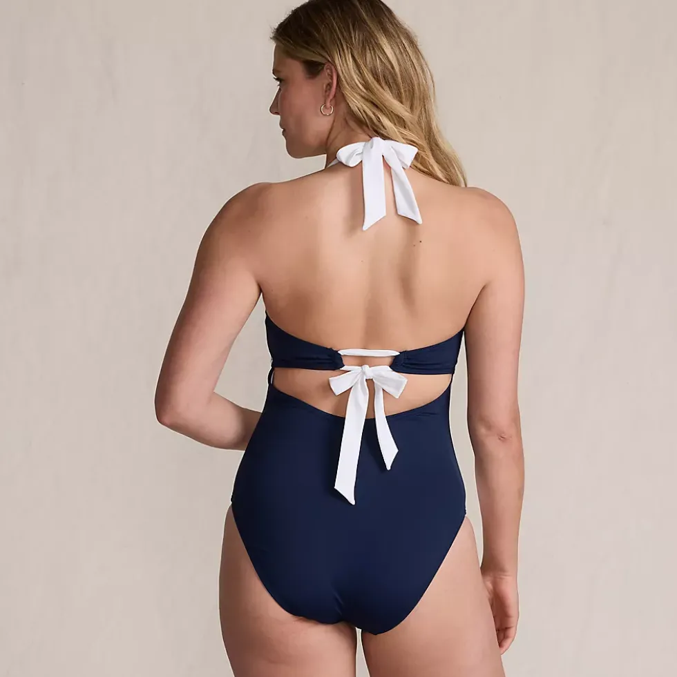 Women's Halter Cut Out High Leg One Piece Swimsuit