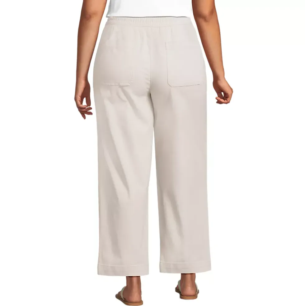 Women's Herringbone Chino High Rise Relaxed Straight Drawstring Ankle Pants