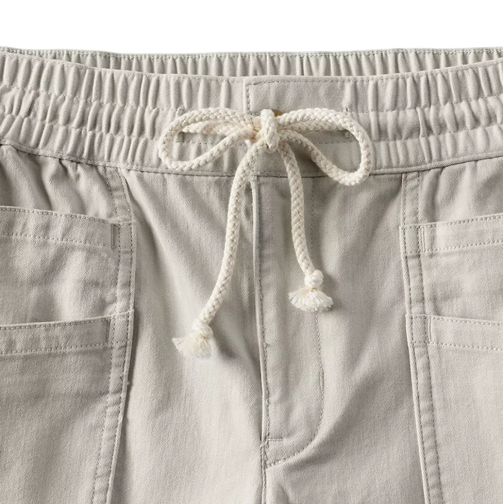 Women's Herringbone Chino High Rise Relaxed Straight Drawstring Ankle Pants