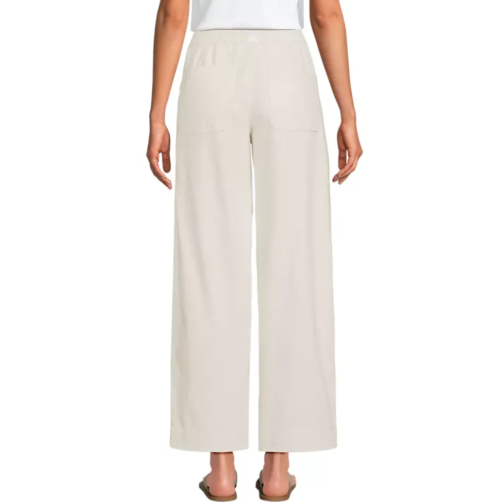 Women's Herringbone Chino High Rise Relaxed Straight Drawstring Ankle Pants
