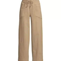 Women's Herringbone Chino High Rise Relaxed Straight Drawstring Ankle Pants