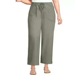 Women's Herringbone Chino High Rise Relaxed Straight Drawstring Ankle Pants