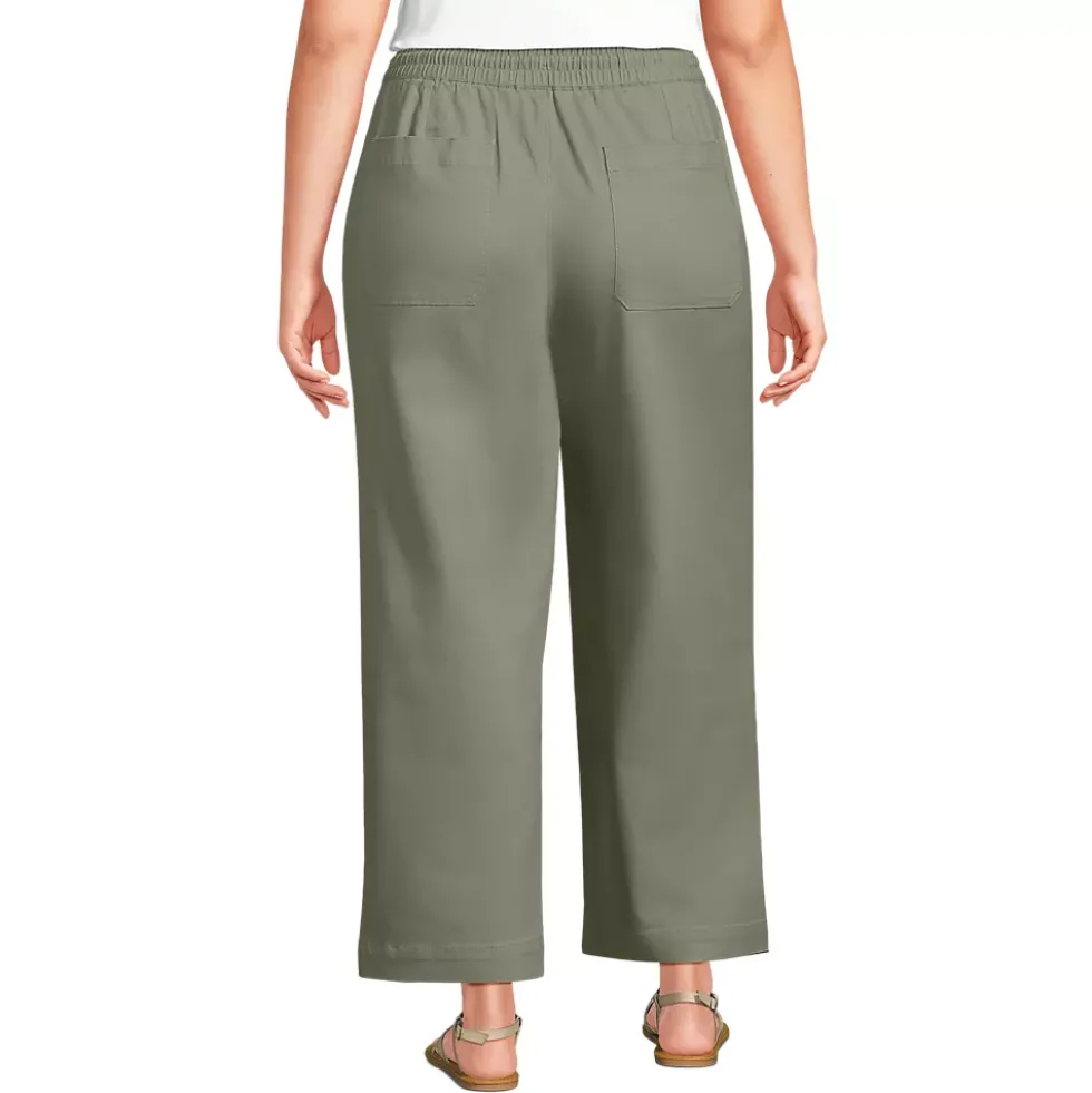 Women's Herringbone Chino High Rise Relaxed Straight Drawstring Ankle Pants