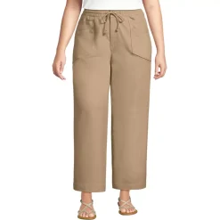 Women's Herringbone Chino High Rise Relaxed Straight Drawstring Ankle Pants