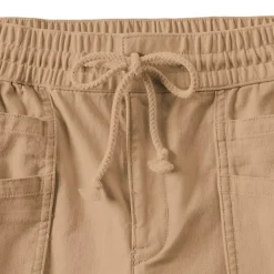 Women's Herringbone Chino High Rise Relaxed Straight Drawstring Ankle Pants