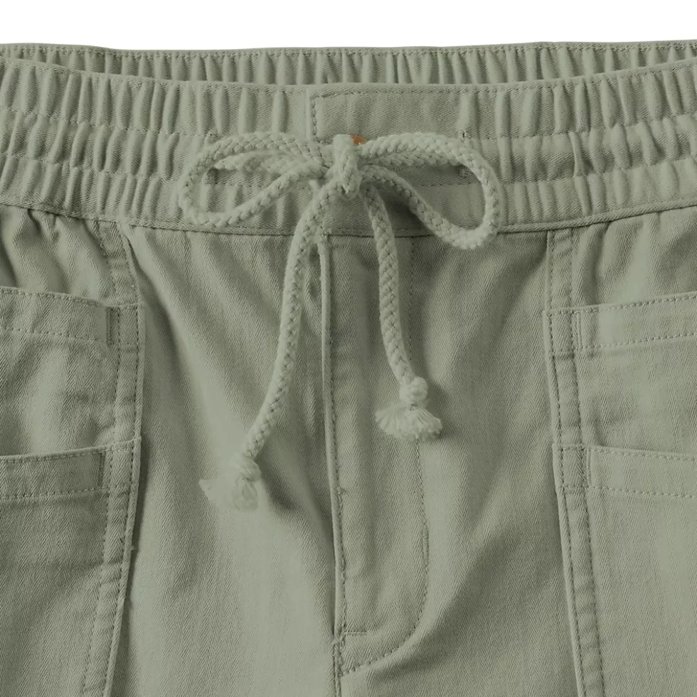Women's Herringbone Chino High Rise Relaxed Straight Drawstring Ankle Pants