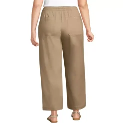 Women's Herringbone Chino High Rise Relaxed Straight Drawstring Ankle Pants