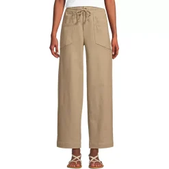 Women's Herringbone Chino High Rise Relaxed Straight Drawstring Ankle Pants