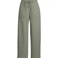 Women's Herringbone Chino High Rise Relaxed Straight Drawstring Ankle Pants