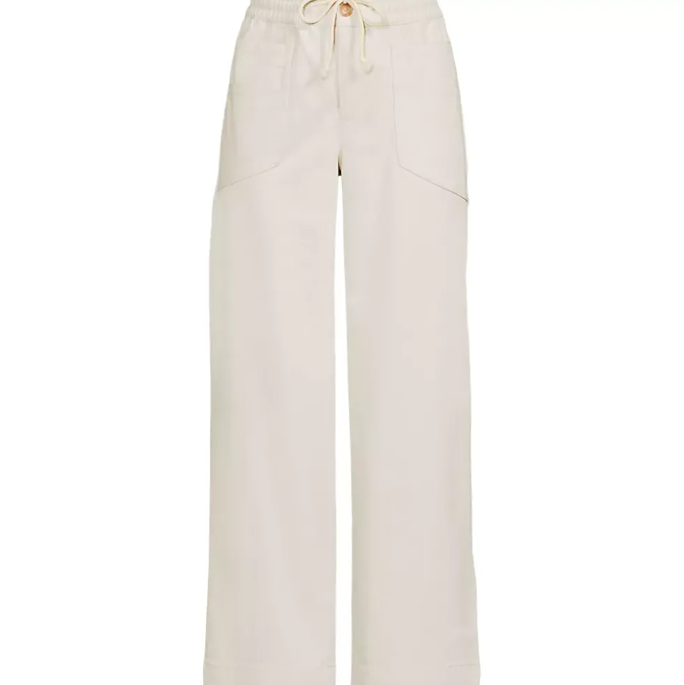 Women's Herringbone Chino High Rise Relaxed Straight Drawstring Ankle Pants