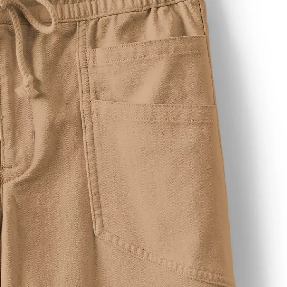 Women's Herringbone Chino High Rise Relaxed Straight Drawstring Ankle Pants