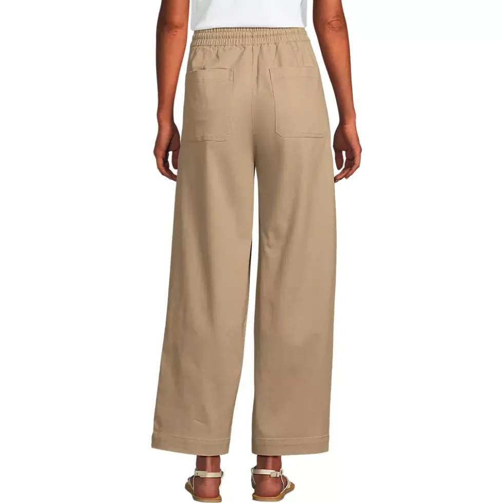 Women's Herringbone Chino High Rise Relaxed Straight Drawstring Ankle Pants