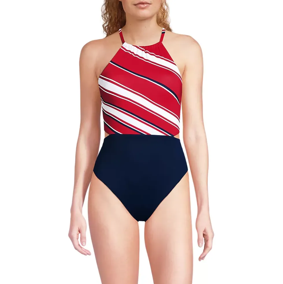 Women's High Neck Monokini High Leg One Piece Swimsuit