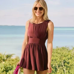 Women's High Neck Ruched Swim Dress