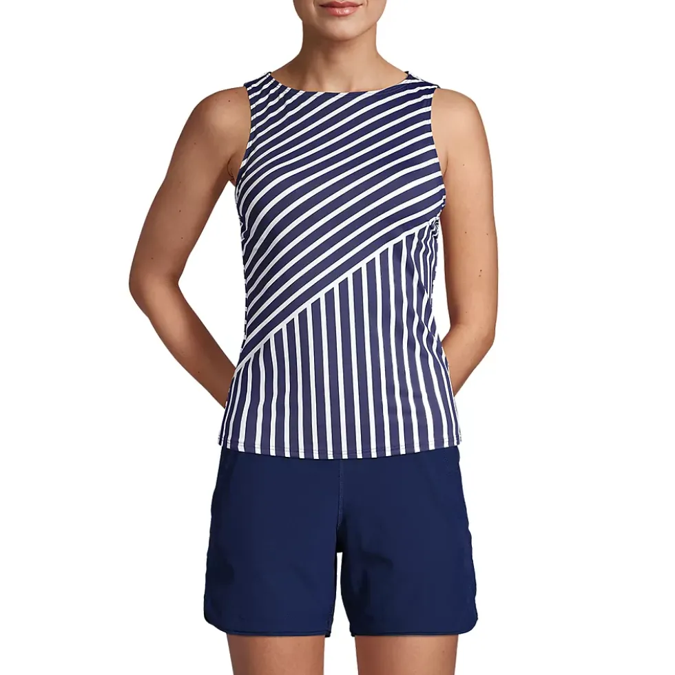 Women's High Neck UPF 50 Sun Protection Modest Tankini Swimsuit Top