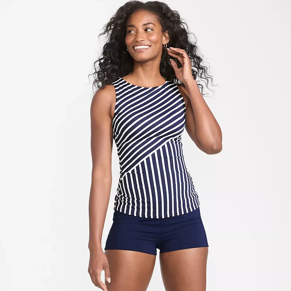 Women's High Neck UPF 50 Sun Protection Modest Tankini Swimsuit Top