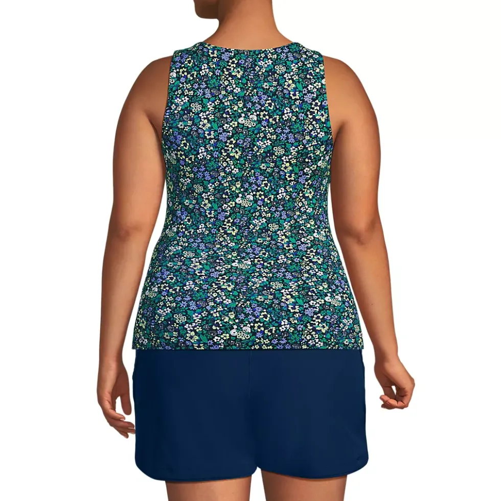 Women's High Neck UPF 50 Sun Protection Modest Tankini Swimsuit Top