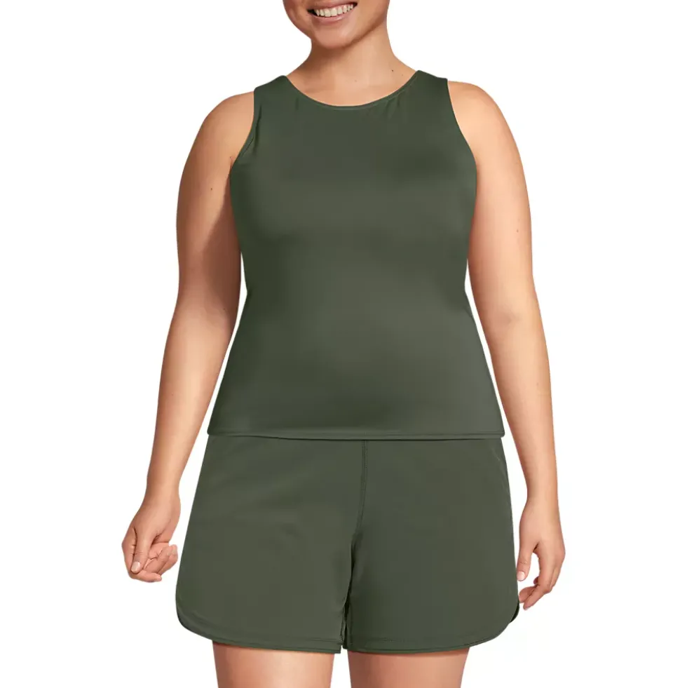 Women's High Neck UPF 50 Sun Protection Modest Tankini Swimsuit Top