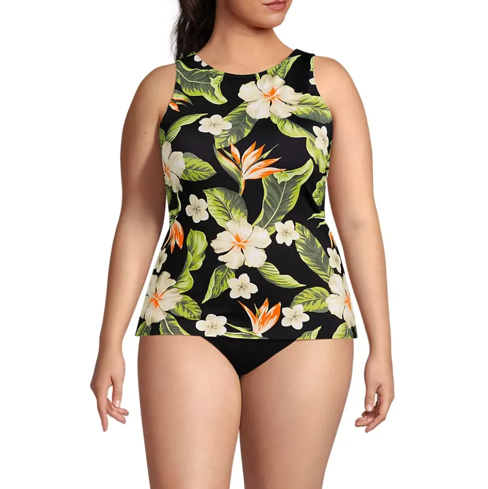 Women's High Neck UPF 50 Sun Protection Modest Tankini Swimsuit Top