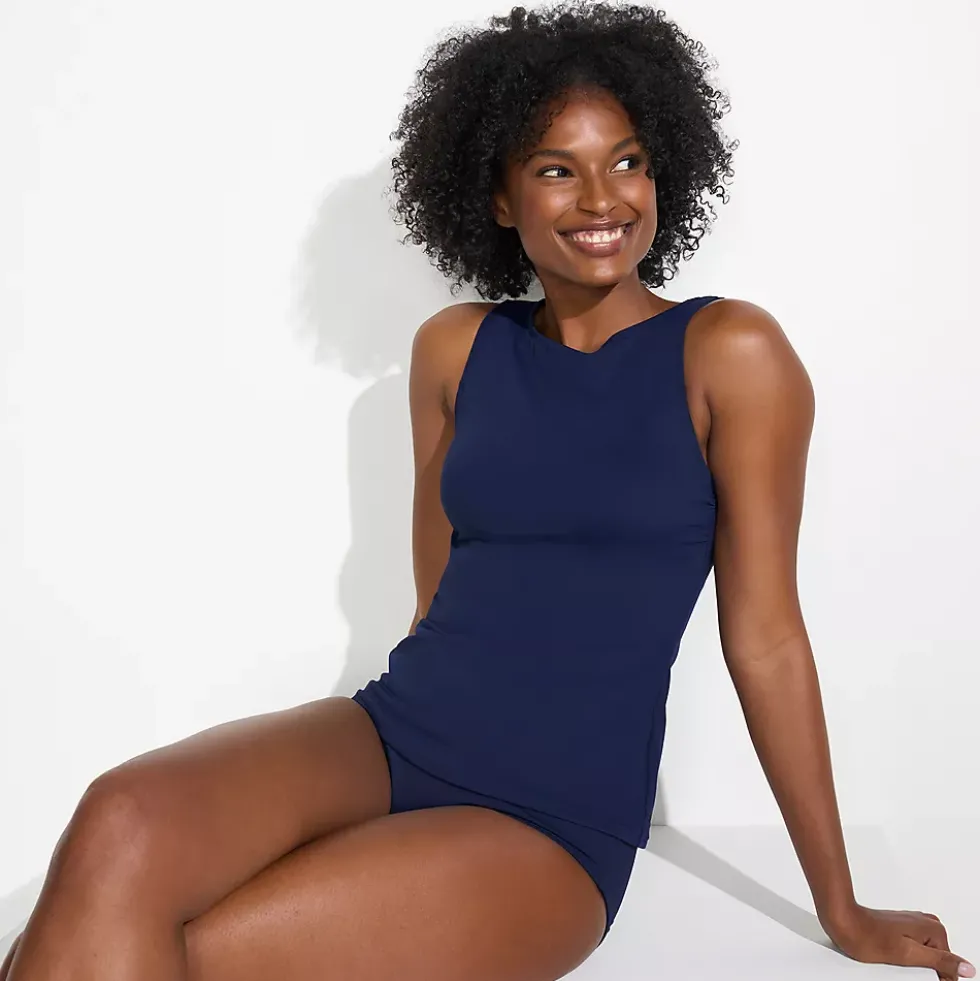 Women's High Neck UPF 50 Sun Protection Modest Tankini Swimsuit Top