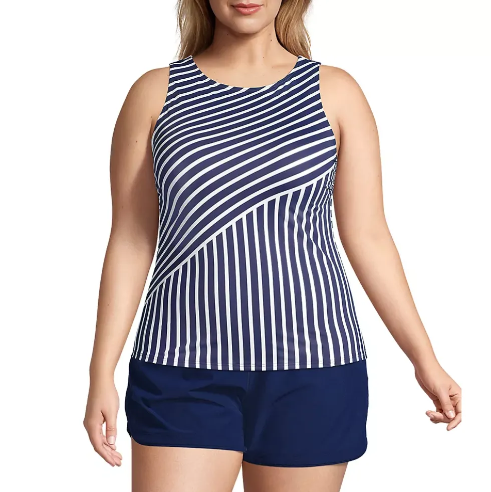 Women's High Neck UPF 50 Sun Protection Modest Tankini Swimsuit Top