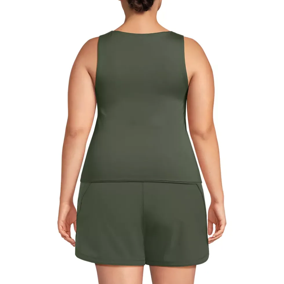 Women's High Neck UPF 50 Sun Protection Modest Tankini Swimsuit Top