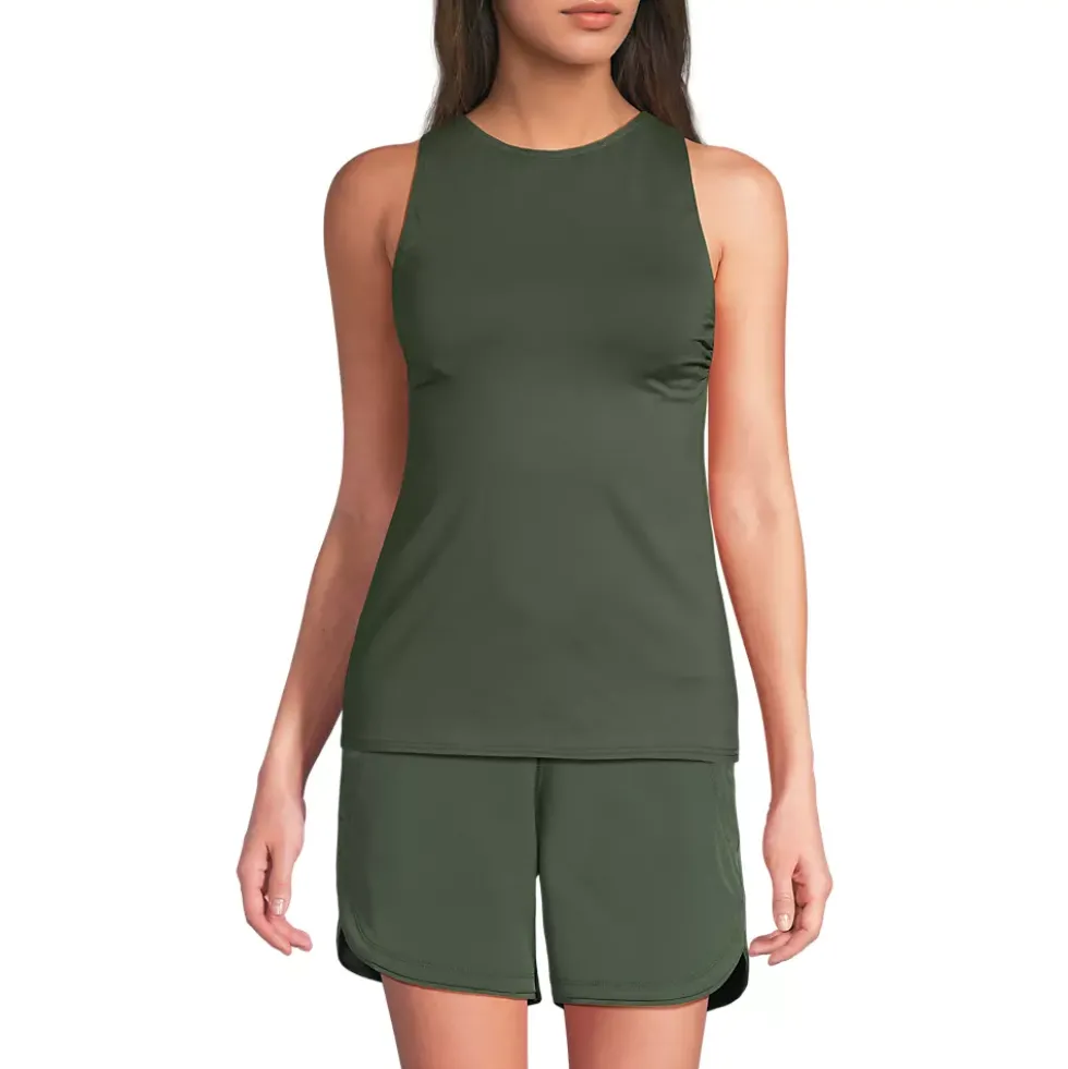 Women's High Neck UPF 50 Sun Protection Modest Tankini Swimsuit Top