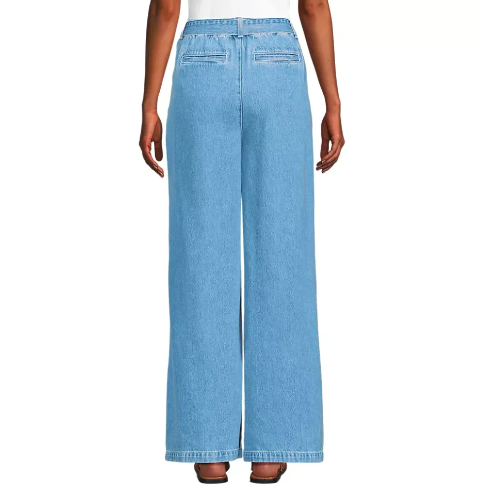 Women's High Ridge Twill Pull On Pleated Wide Leg Pants