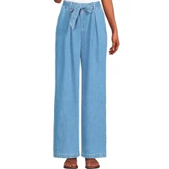 Women's High Ridge Twill Pull On Pleated Wide Leg Pants