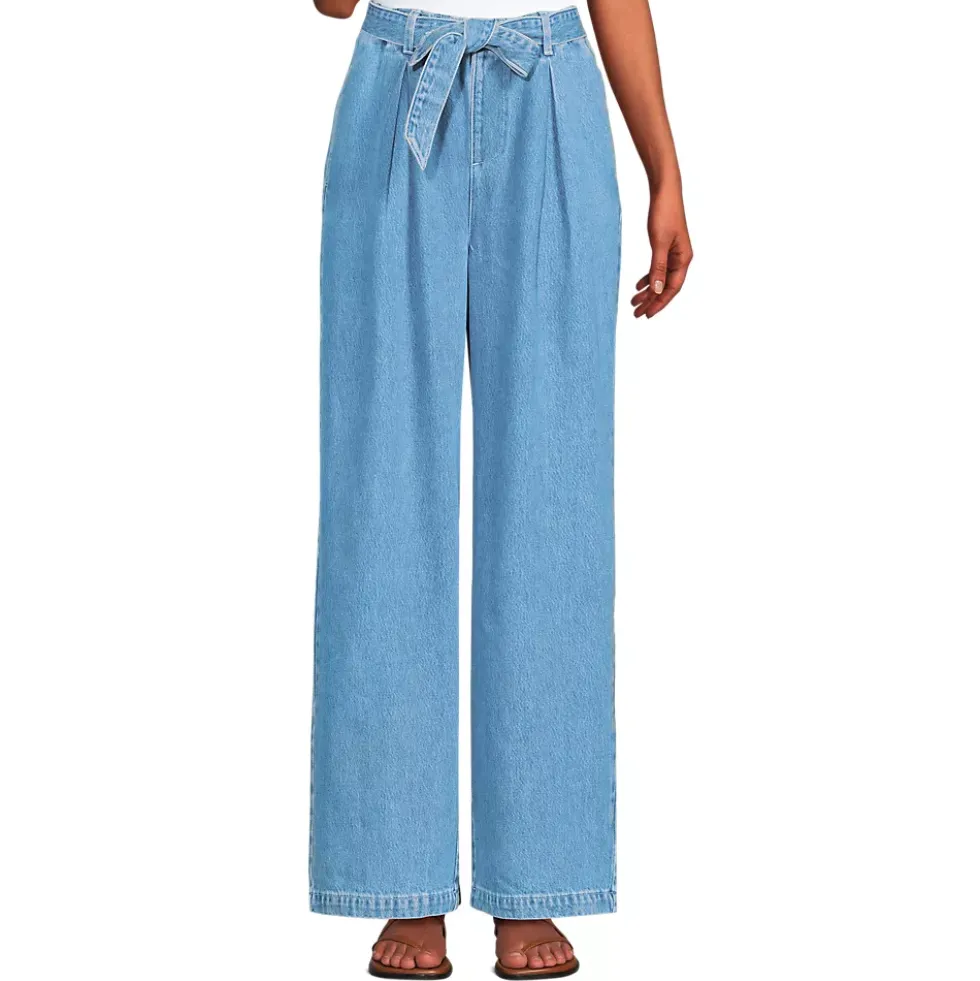 Women's High Ridge Twill Pull On Pleated Wide Leg Pants