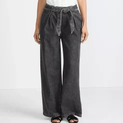 Women's High Ridge Twill Pull On Pleated Wide Leg Pants