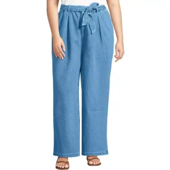 Women's High Ridge Twill Pull On Pleated Wide Leg Pants