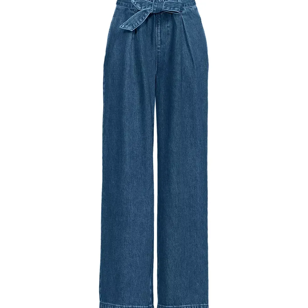 Women's High Ridge Twill Pull On Pleated Wide Leg Pants