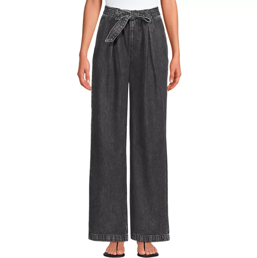 Women's High Ridge Twill Pull On Pleated Wide Leg Pants