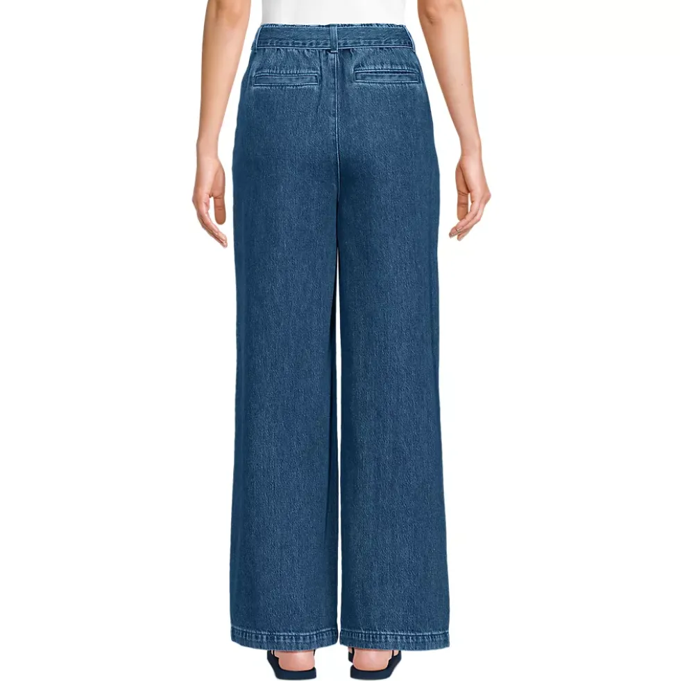 Women's High Ridge Twill Pull On Pleated Wide Leg Pants