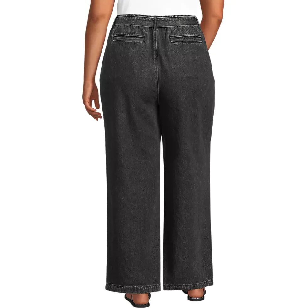 Women's High Ridge Twill Pull On Pleated Wide Leg Pants
