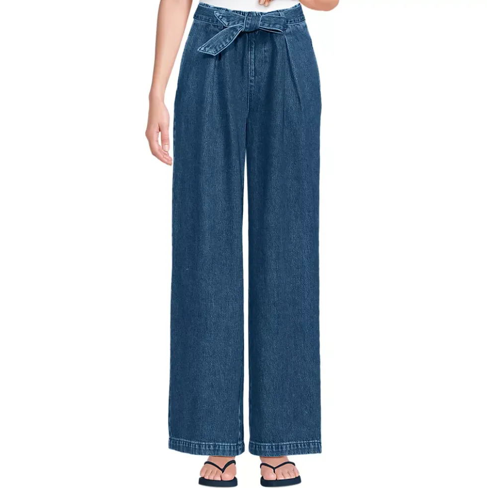Women's High Ridge Twill Pull On Pleated Wide Leg Pants