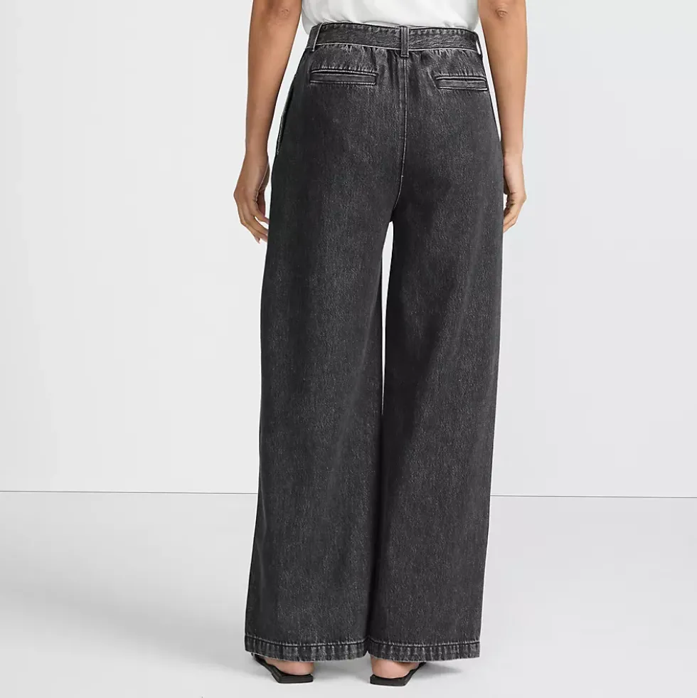 Women's High Ridge Twill Pull On Pleated Wide Leg Pants