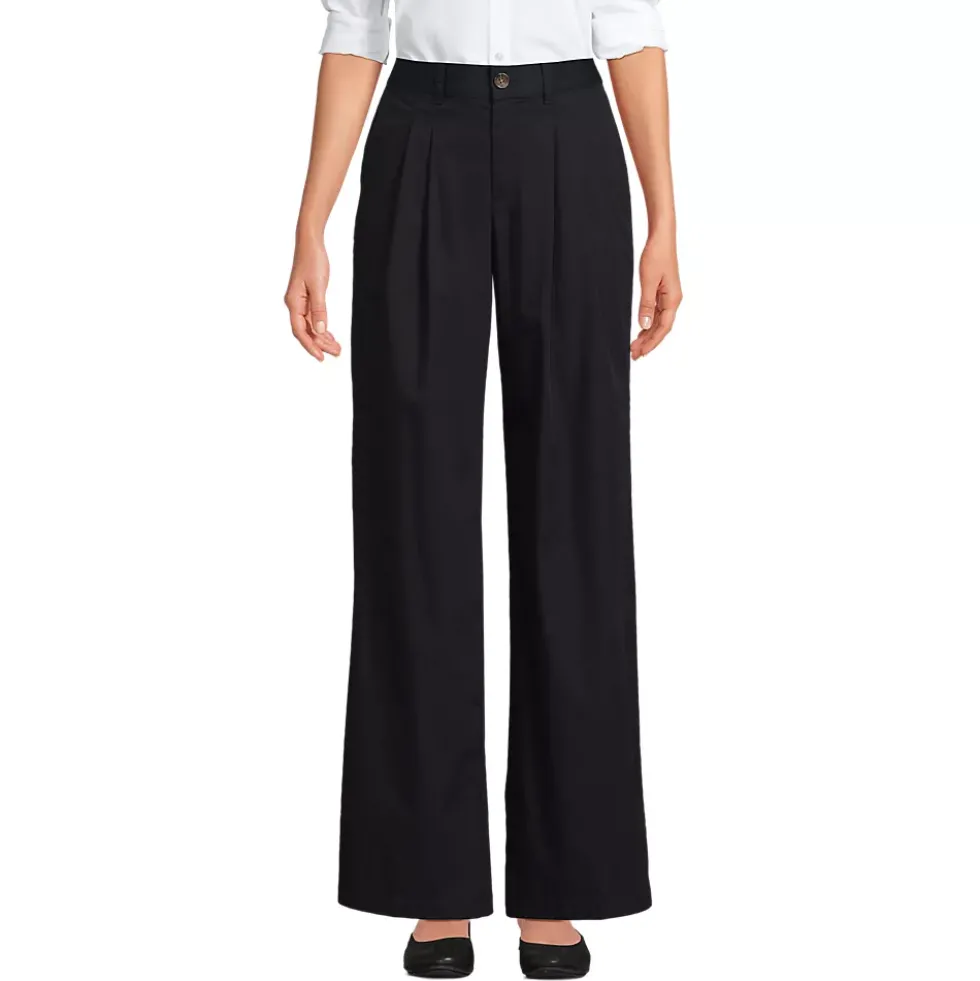 Women's High Rise Crisp Poplin Chino Wide Leg Pants