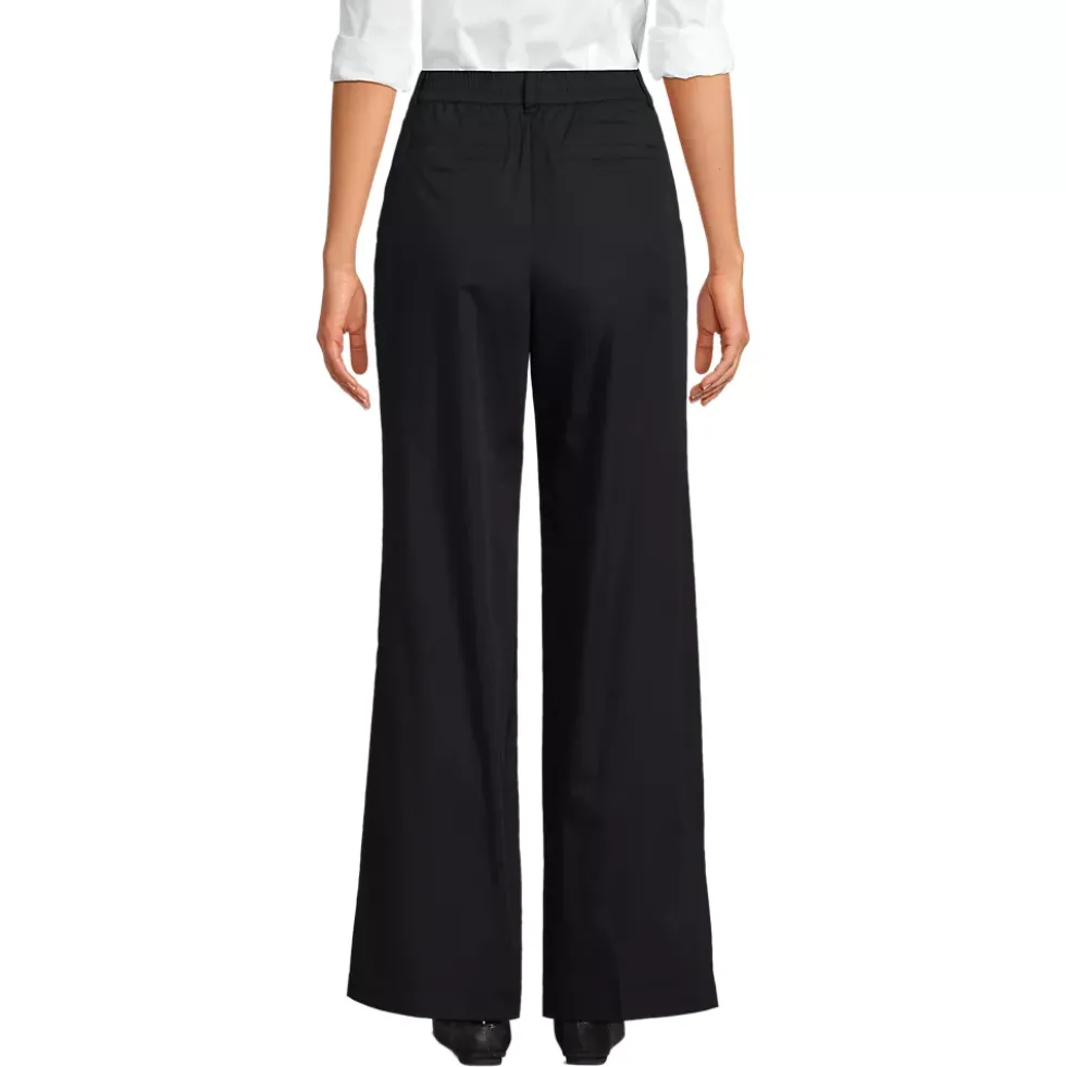 Women's High Rise Crisp Poplin Chino Wide Leg Pants