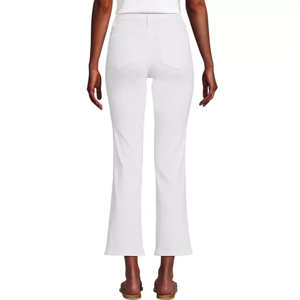 Women's High Rise Denim Button Front Kick Flare Crop Jeans