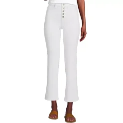 Women's High Rise Denim Button Front Kick Flare Crop Jeans