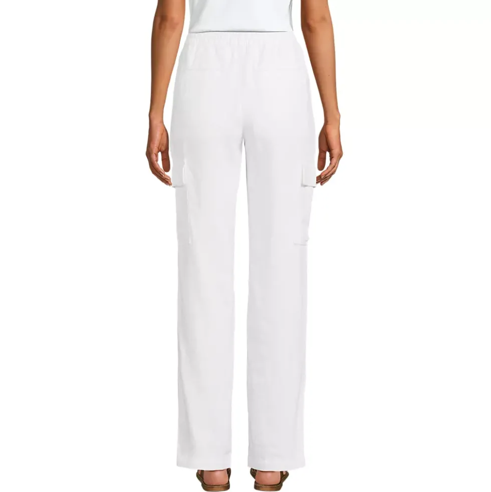 Women's High Rise Drawstring Linen Cargo Pants