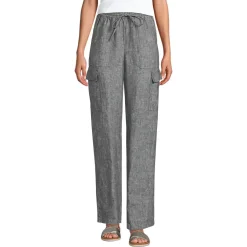 Women's High Rise Drawstring Linen Cargo Pants