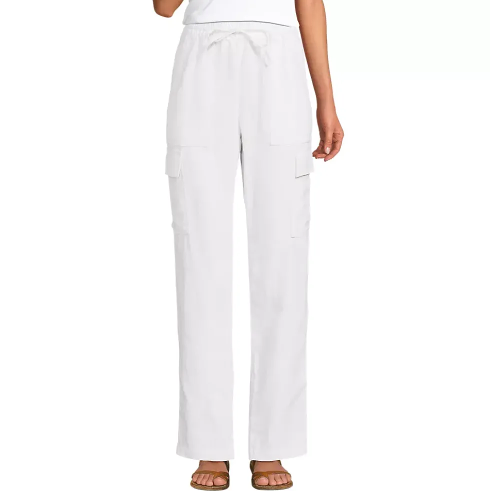 Women's High Rise Drawstring Linen Cargo Pants