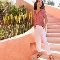 Women's High Rise Drawstring Linen Cargo Pants